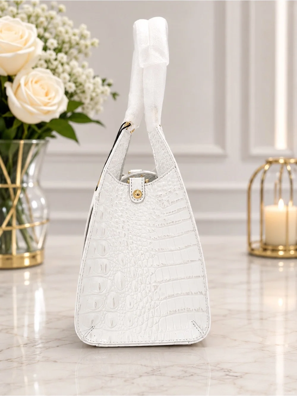 NWT Brahmin Adrian in Sea Salt White Satchel